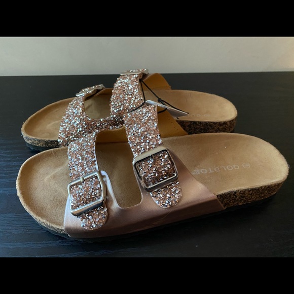 Gold Toe Shoes - Woman’s Slide Buckle Cork Footbed Flip Flop Sandal